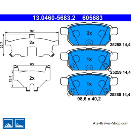 ATE original brake pads (13046056832) for Suzuki