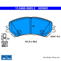 ATE original brake pads (13046056852) for Renault