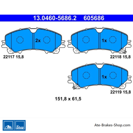 ATE originalen Bremsbeläge (13046056862) für Infiniti, Nissan, Renault
