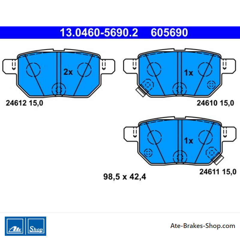 ATE originele remblokken (13046056902) voor Lexus, Subaru, Toyota