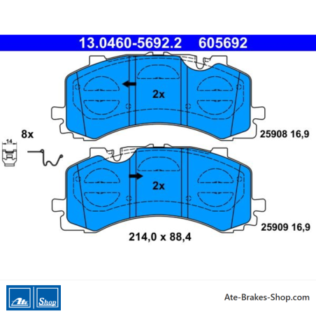 ATE originele remblokken (13046056922) voor Audi, Volkswagen (VW)