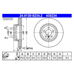 2 Pièces ATE Disque de frein (2401300234202) pour BMW