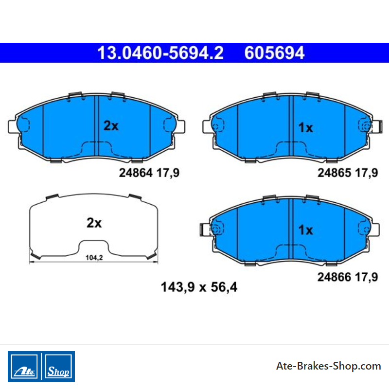 ATE originele remblokken (13046056942) voor Chevrolet