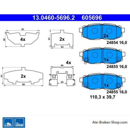 ATE originele remblokken (13046056962) voor Subaru