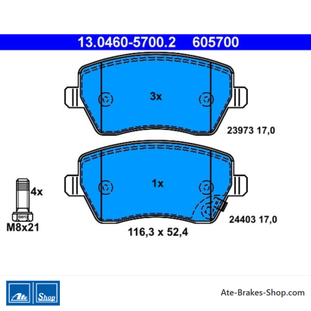 ATE originele remblokken (13046057002) voor Opel, Suzuki
