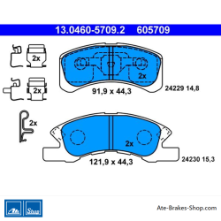 ATE originele remblokken (13046057092) voor Daihatsu, Mitsubishi