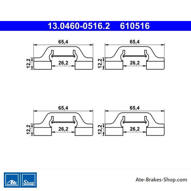 ATE Original brake pad accessories kit (13046005162) for Audi, Seat, Skoda, Volkswagen (VW)