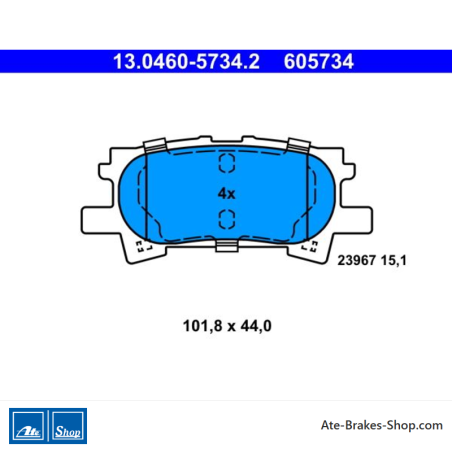 ATE original brake pads (13046057342) for Lexus