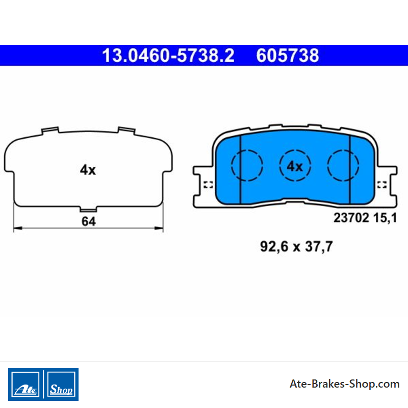 ATE originele remblokken (13046057382) voor Toyota
