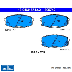 ATE plaquettes de frein d’origine (13046057422) pour Hyundai, Kia