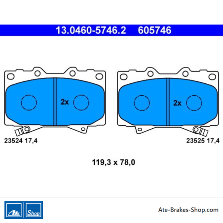 ATE original brake pads (13046057462) for Lexus, Toyota