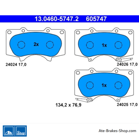 ATE original brake pads (13046057472) for Mitsubishi, Toyota