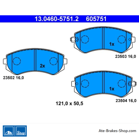 ATE plaquettes de frein d’origine (13046057512) pour Nissan