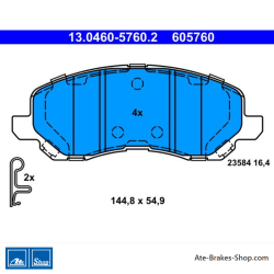 ATE originele remblokken (13046057602) voor Chrysler, Citroën, Jeep, Lancia, Mitsubishi, Peugeot