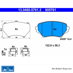 ATE plaquettes de frein d’origine (13046057612) pour Mazda