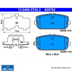 ATE pastillas de freno originales (13046057622) para Abarth, Fiat, Mazda