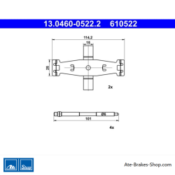 ATE Kit original de accesorios para pastillas de freno (13046005222) para Mercedes-Benz