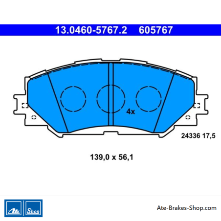 ATE original brake pads (13046057672) for Lexus, Subaru, Toyota
