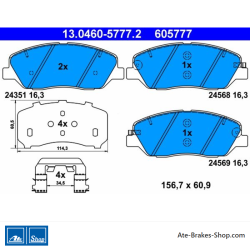 ATE originalen Bremsbelägen (13046057772) für Hyundai, Kia, SsangYong