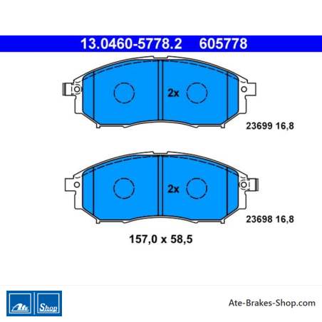 ATE originele remblokken (13046057782) voor Infiniti, Nissan, Renault