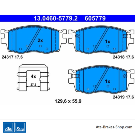 ATE pastillas de freno originales (13046057792) para Hyundai, Kia