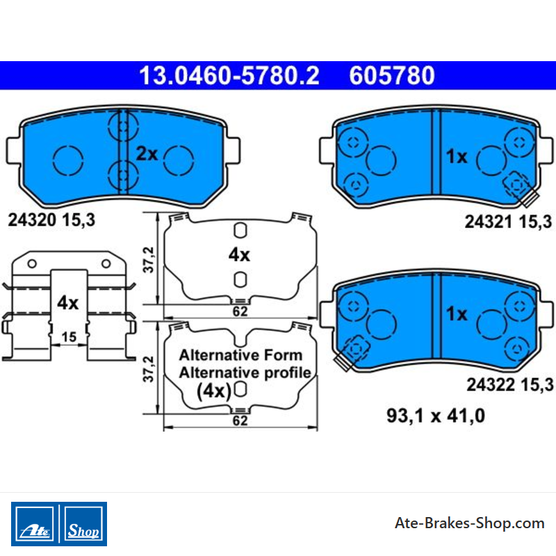 ATE originalen Bremsbelägen (13046057802) für Hyundai, Kia