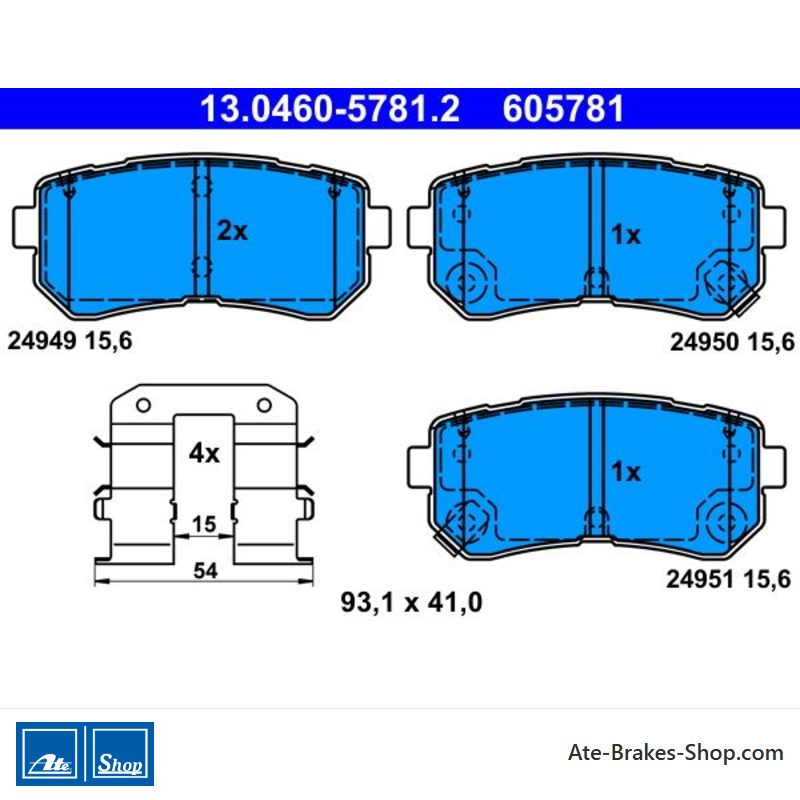 ATE originalen Bremsbeläge (13046057812) für Hyundai, Kia