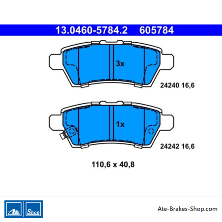 ATE plaquettes de frein d’origine (13046057842) pour Nissan