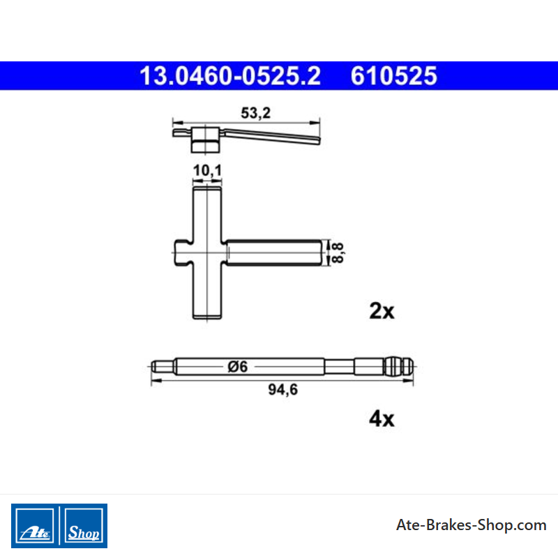 ATE Original brake pad accessories kit (13046005252) for Tesla