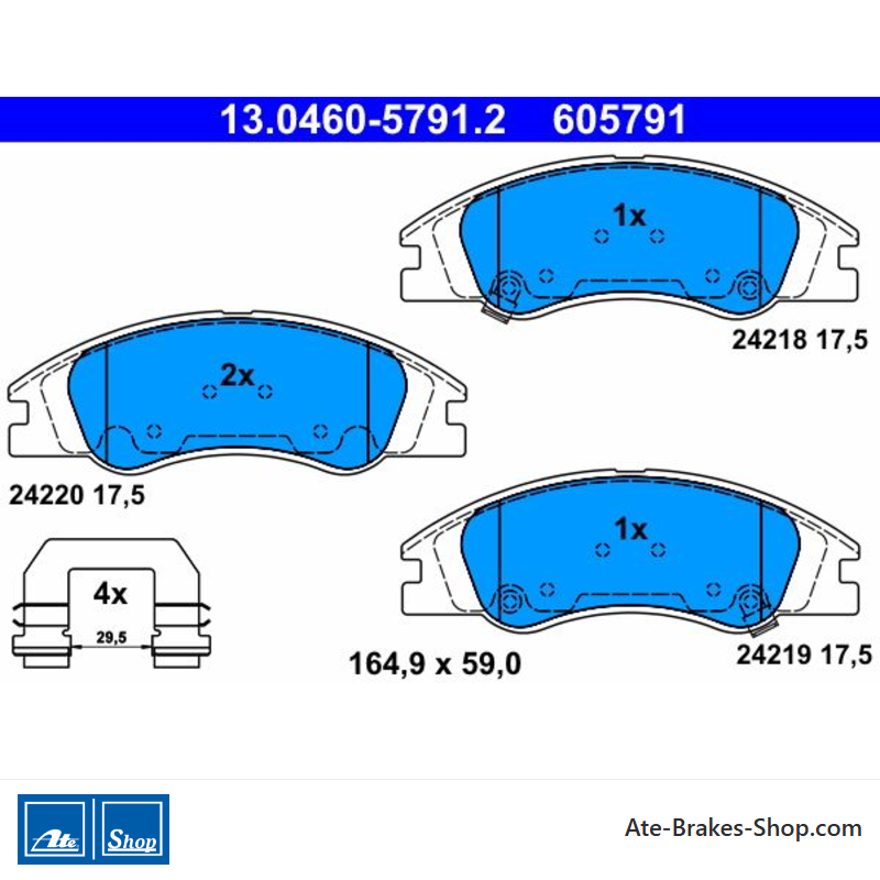 ATE plaquettes de frein d’origine (13046057912) pour Kia