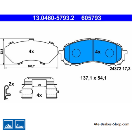 ATE original brake pads (13046057932) for Subaru