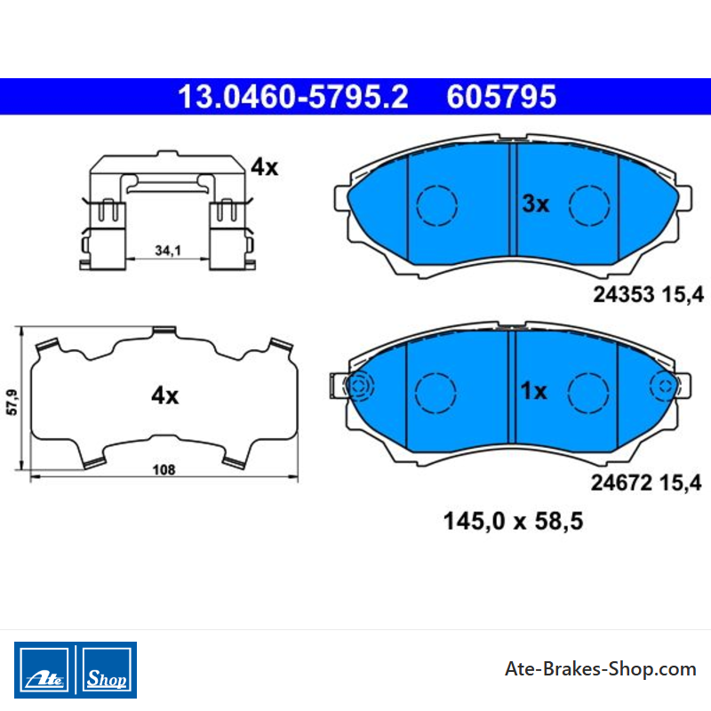 ATE plaquettes de frein d’origine (13046057952) pour Ford, Mazda