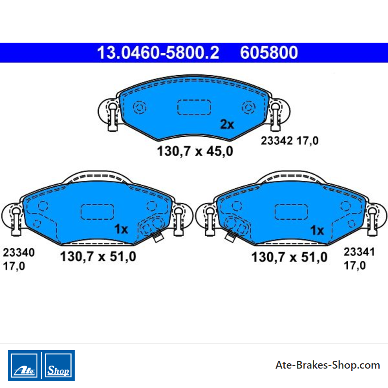 ATE plaquettes de frein d’origine (13046058002) pour Toyota