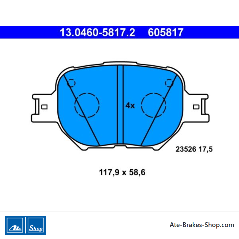 ATE pastillas de freno originales (13046058172) para Toyota