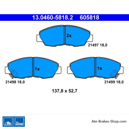 ATE originale Bremsbeläge (13046058182) für Honda