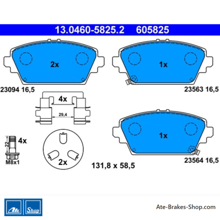 ATE plaquettes de frein d’origine (13046058252) pour Honda, MG, Nissan