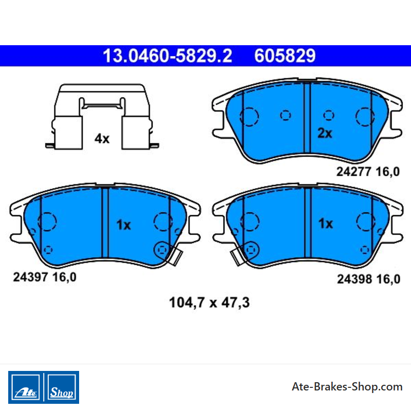 ATE originele remblokken (13046058292) voor Hyundai