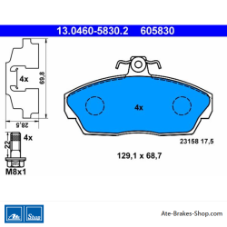 ATE original brake pads (13046058302) for Land Rover
