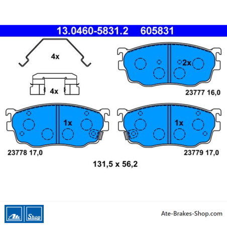 ATE originale Bremsbeläge (13046058312) für Mazda