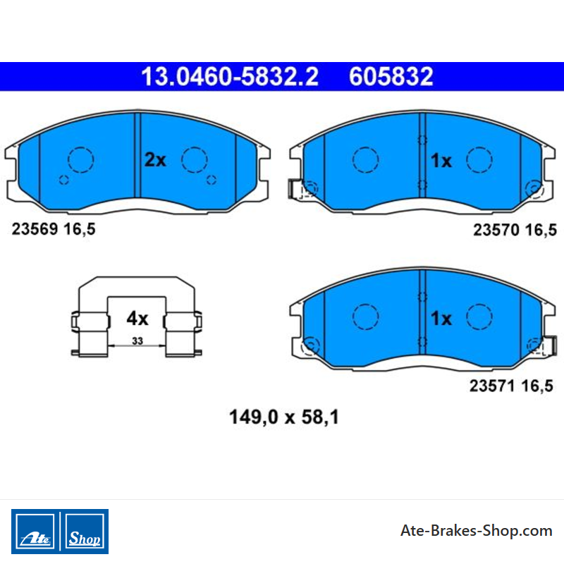 ATE pastillas de freno originales (13046058322) para Daewoo, Hyundai y SsangYong