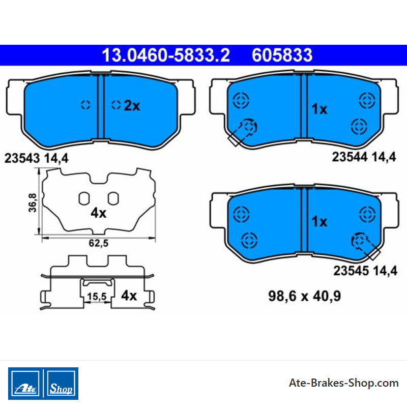 ATE originalen Bremsbeläge (13046058332) für Hyundai, Kia