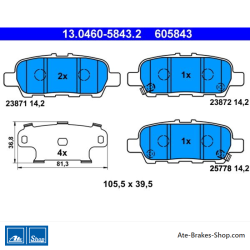 ATE originele remblokken (13046058432) voor Infiniti, Nissan, Renault, Suzuki