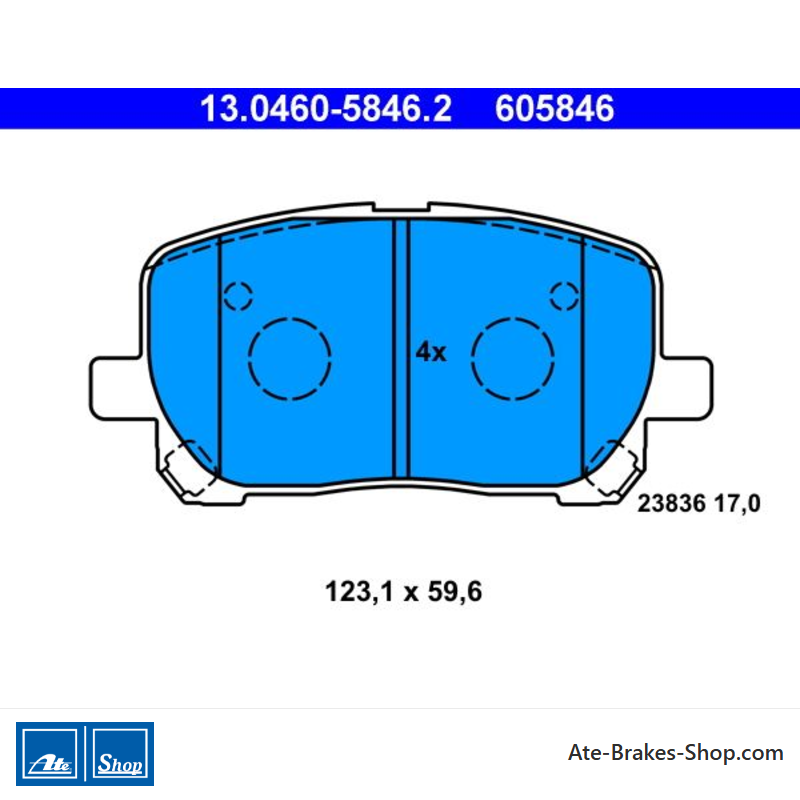 ATE plaquettes de frein d’origine (13046058462) pour Toyota