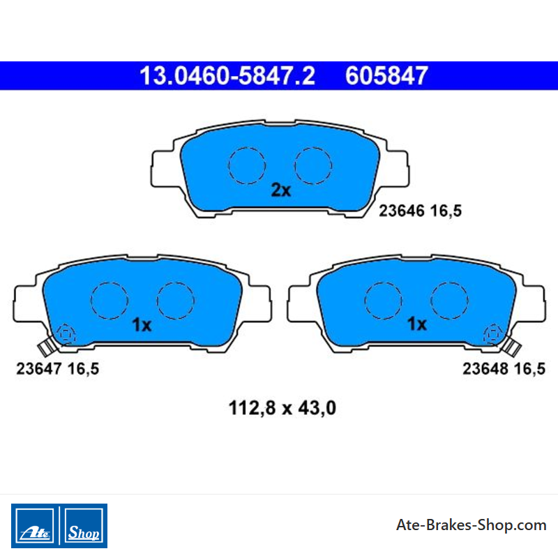 ATE plaquettes de frein d’origine (13046058472) pour Toyota