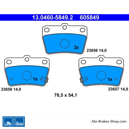 ATE original brake pads (13046058492) for Toyota