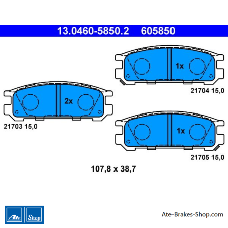ATE pastillas de freno originales (13046058502) para Subaru