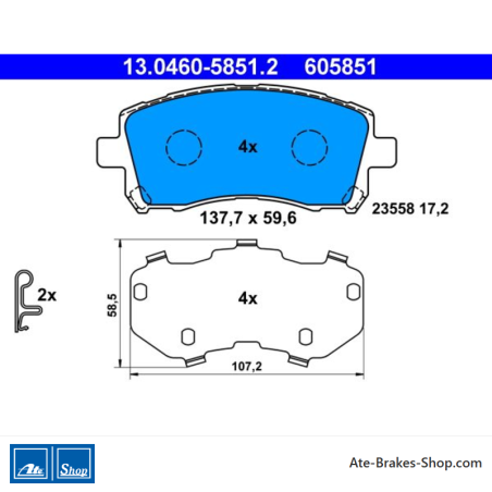 ATE pastillas de freno originales (13046058512) para Subaru