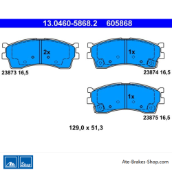 ATE plaquettes de frein d’origine (13046058682) pour Kia