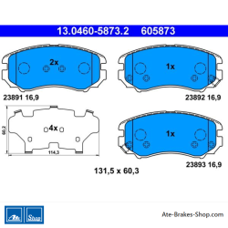 ATE plaquettes de frein d’origine (13046058732) pour Hyundai, Kia