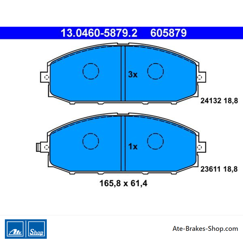 ATE original brake pads (13046058792) for Nissan